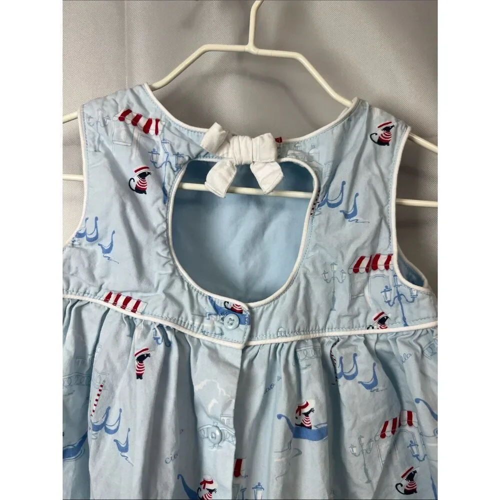 Gymboree light blue cats in gondolas Venice print cotton dress size 18-24 months